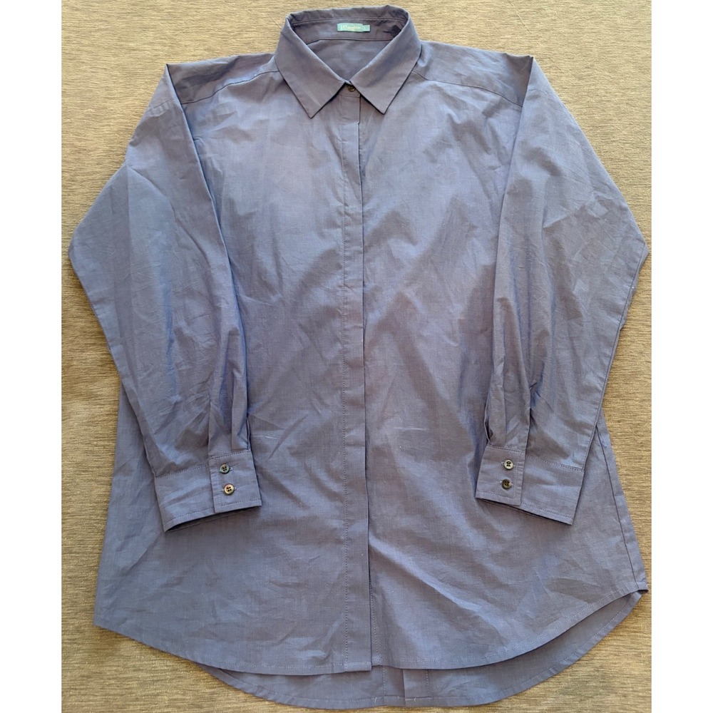 J.McLaughlin Womens Blue Cotton Blend Button Back Long Sleeve Shirt Size XL